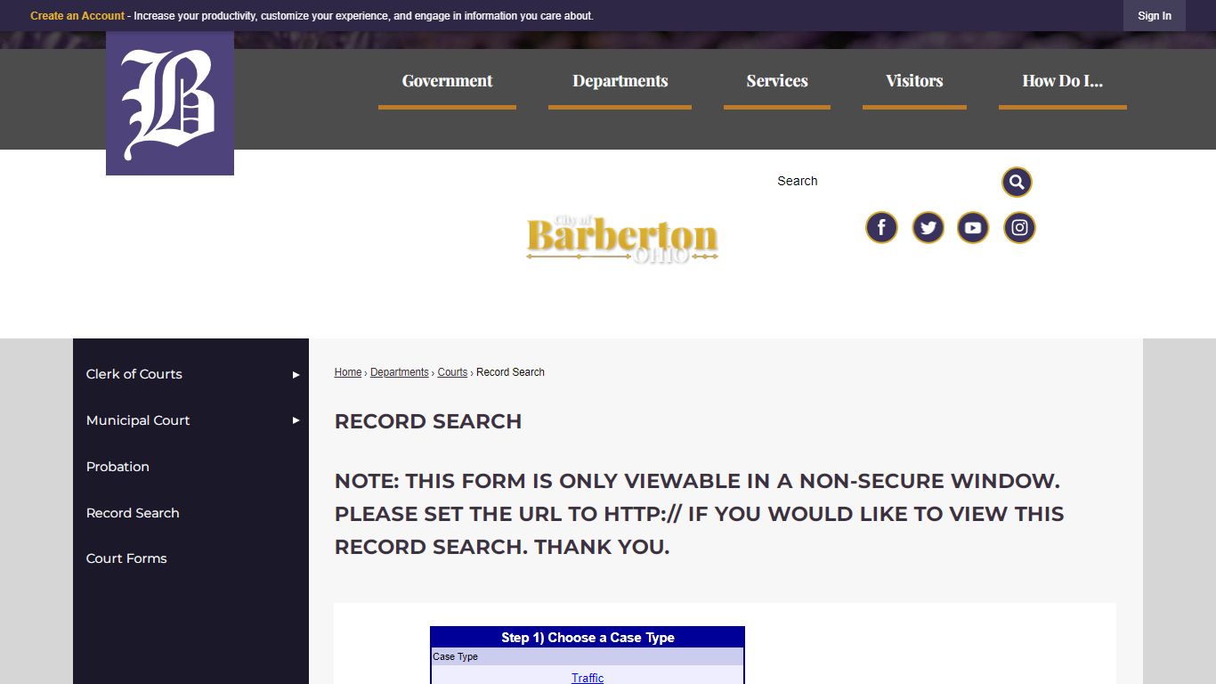 Record Search | Barberton, OH