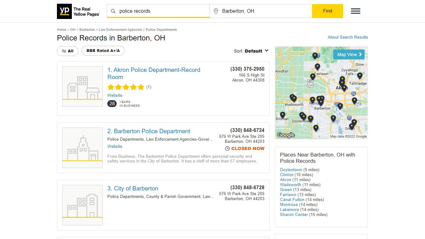 Police Records in Barberton, OH with Reviews - YP.com